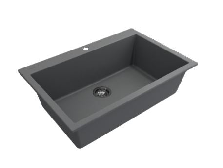 ( طلب مسبق ) حوض مطبخ جرانيت 626مقاس خارجى 80× 50 سم مقاس داخلى 75× 40 سم بعمق 20 سم بفتحة للخلاط و بالصرف 3 بوصة اللون جراي + خلاط اسود مط