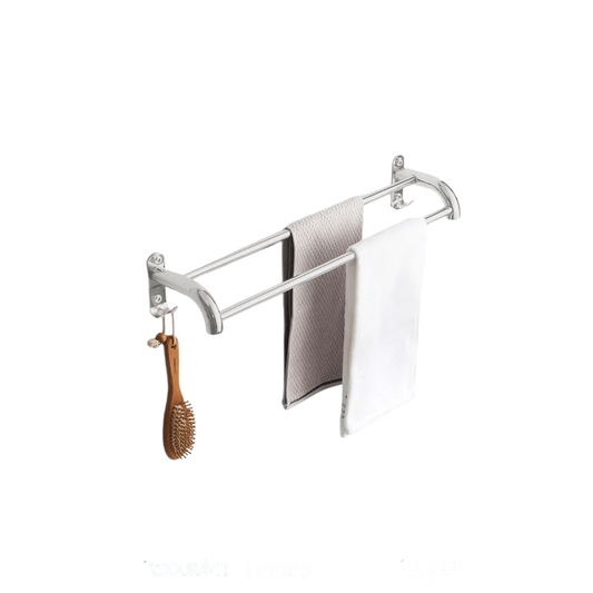 فواطة مجوز استانلس راوند 50 سم الاقتصادية - Double Towel Bar كود المنتج 506 - كيان - للأدوات الصحية والديكورات الحديثة
