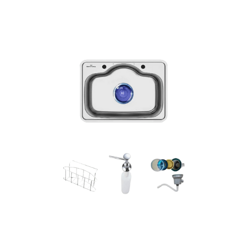 حوض المطبخ الأصيل 74 × 52 سم إستانلس سمك 0.8 مم بالصرف 6 بوصة Asil Made In Turkey كود المنتج 421 - كيان - للأدوات الصحية والديكورات الحديثة