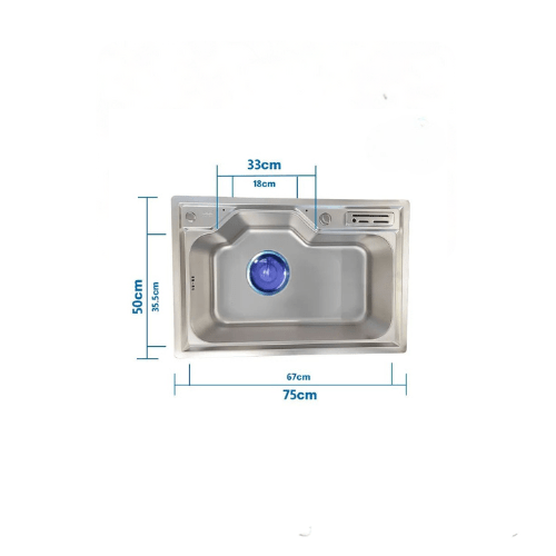 حوض المطبخ الكورى 75 × 50 سم بالصرف و المشتملات HENZ KOREA إستانلس Made In Korea كود المنتج 417 - كيان - للأدوات الصحية والديكورات الحديثة