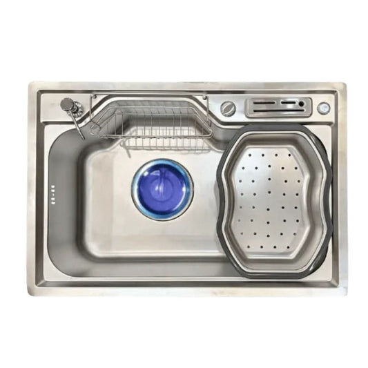 حوض المطبخ الكورى 75 × 50 سم بالصرف و المشتملات HENZ KOREA إستانلس Made In Korea كود المنتج 417 - كيان - للأدوات الصحية والديكورات الحديثة