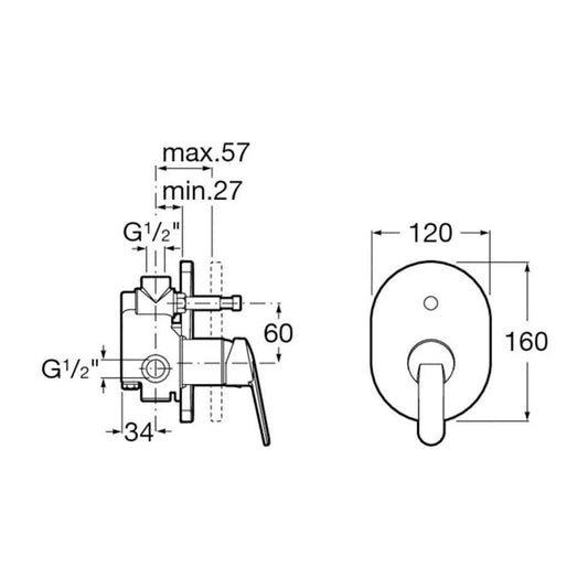 خلاط بانيو دفن يوروكيوب 19896000 بمحول اوتوماتيك بانيو - دش ومقبض واحد للتحكم فى المياة بدون الجسم الدفن اللون كروم من جروهى كود المنتج 480 - كيان - للأدوات الصحية والديكورات الحديثة