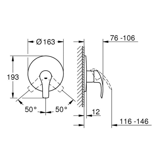 خلاط دش دفن بدون محول يوروسمارت 19451002 بمقبض واحد للتحكم فى المياة بدون جسم الدفن اللون كروم من جروهى كود المنتج 474 - كيان - للأدوات الصحية والديكورات الحديثة