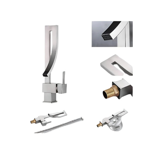 خلاط حوض عصري، خلاط مياه ساخن وبارد، خلاط حمام بمقبض واحد وفتحة واحدة، خلاط حوض نحاسي للديكور، مصقول كود المنتج 377 - كيان - للأدوات الصحية والديكورات الحديثة