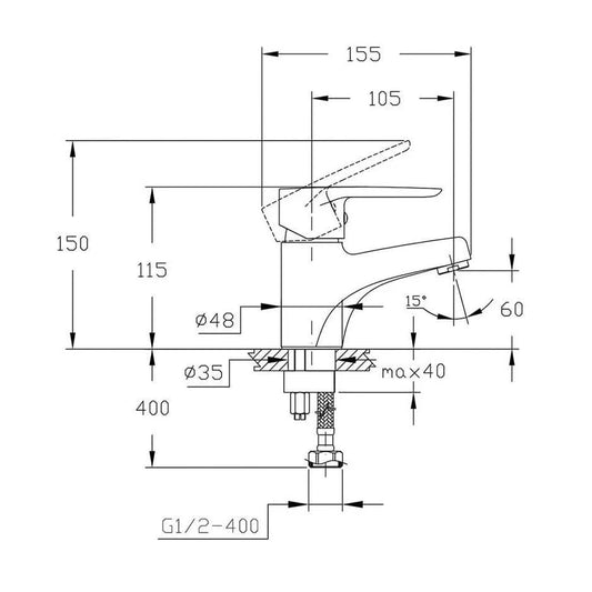 خلاط حوض ميرا بلس GSL 1010 ND GP ارتفاع 12 سم اللون ذهبي من جلوبال ستاندرد كود المنتج 484 - كيان - للأدوات الصحية والديكورات الحديثة