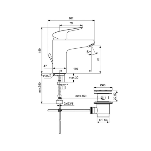 خلاط حوض نيو سيرافليكس B1713AA بقلب سيراميك 38مم والطابق والفايظ اللون كروم من أيديال ستاندرد كود المنتج 386 - كيان - للأدوات الصحية والديكورات الحديثة