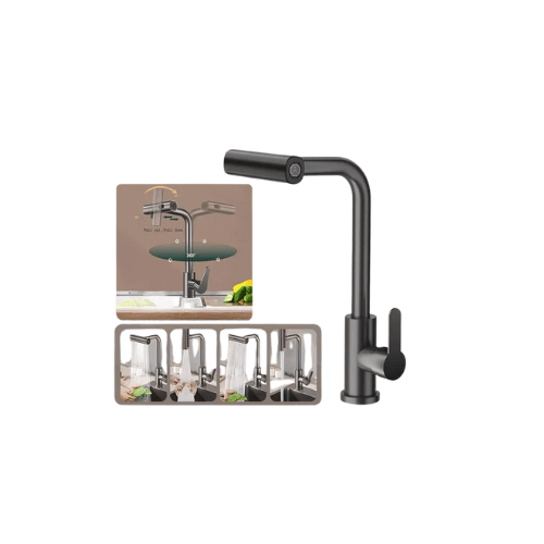 خلاط مطبخ شداد 4 نظام لرش المياه برأس قابلة للسحب لون فضي Kitchen Water Mixer كود المنتج 463 - كيان - للأدوات الصحية والديكورات الحديثة