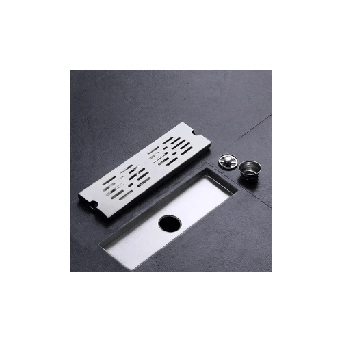 مجرى شاور إيطاليا فضي لامع جاليريا صرف شاور روم بدون حواف مقاسات متعددة عرض 8 سم كود المنتج 580 - كيان - للأدوات الصحية والديكورات الحديثة