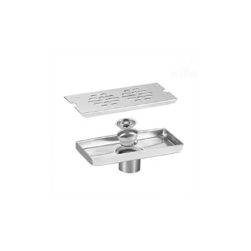 مجرى شاور إيطاليا فضي لامع جاليريا صرف شاور روم بدون حواف مقاسات متعددة عرض 8 سم كود المنتج 580 - كيان - للأدوات الصحية والديكورات الحديثة