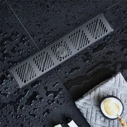 مجرى شاور سمارت الاسود المط إستانلس 304 عرض 10سم أطوال متعددة ببلف مانع الحشرات و الروائح كود المنتج 578 - كيان - للأدوات الصحية والديكورات الحديثة