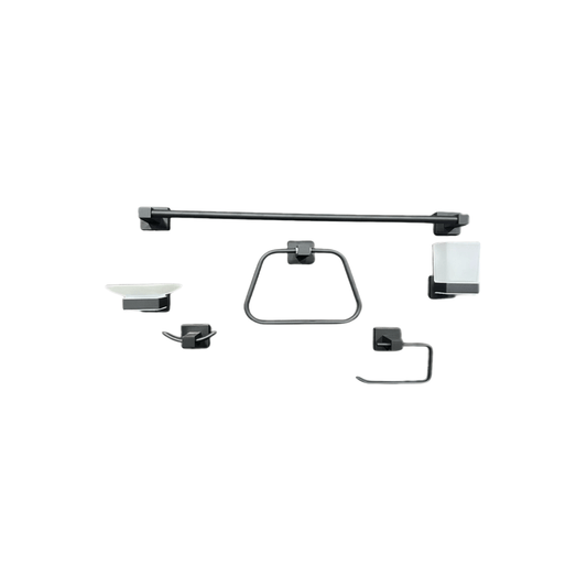 طقم إكسسوار الحمام فور بلاك ستاندرد 6 قطع لون اسود كود المنتج 519 - كيان - للأدوات الصحية والديكورات الحديثة