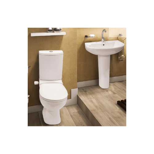 طقم حمام رافال مرحاض كامل بالخزان و السيديلى العادى و حوض بالعامود الطويل 60 سم من ميكافيت كود المنتج 551 - كيان - للأدوات الصحية والديكورات الحديثة