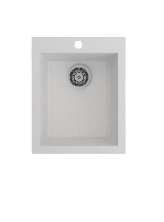 ( طلب مسبق ) حوض مطبخ جرانيت 309 مقاس 50 × 40 سم بفتحة للخلاط و بالصرف 3 بوصة اللون ابيض + خلاط حوض مطبخ اسود 360 درجة - كيان - للأدوات الصحية والديكورات الحديثة