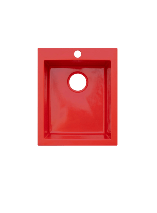 ( طلب مسبق ) حوض مطبخ جرانيت 311 مقاس 50 × 40 سم بفتحة للخلاط و بالصرف 3 بوصة اللون احمر + خلاط حوض مطبخ اسود 360 درجة - كيان - للأدوات الصحية والديكورات الحديثة