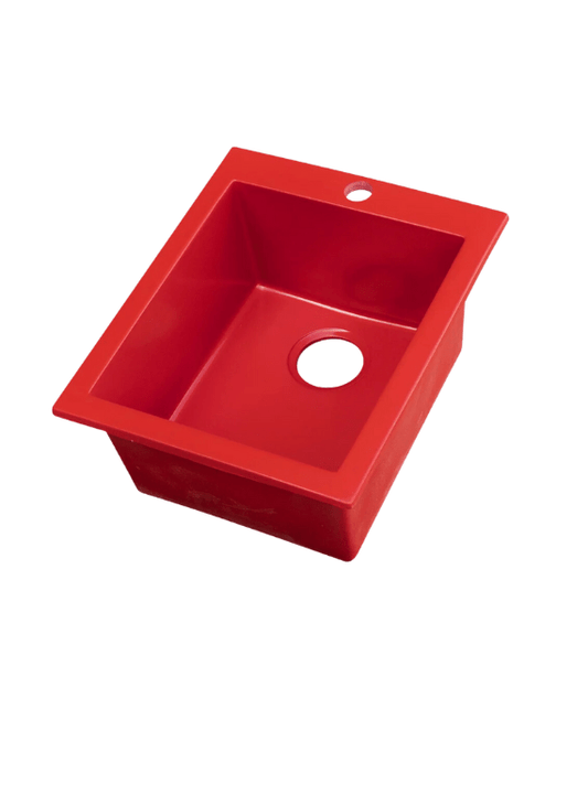 ( طلب مسبق ) حوض مطبخ جرانيت 311 مقاس 50 × 40 سم بفتحة للخلاط و بالصرف 3 بوصة اللون احمر + خلاط حوض مطبخ اسود 360 درجة - كيان - للأدوات الصحية والديكورات الحديثة