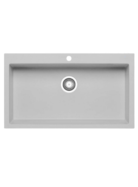 ( طلب مسبق ) حوض مطبخ جرانيت 325 مقاس خارجى 85× 50 سم مقاس داخلى 75× 40 سم بعمق 20 سم بفتحة للخلاط و بالصرف 3 بوصة اللون سيلفر+ خلاط مطبخ اسود 360 درجة - كيان - للأدوات الصحية والديكورات الحديثة