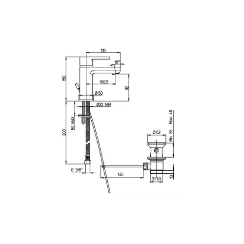 ( طلب مسبق ) خلاط حوض اكوا بالفيداج 9 سم و قلب سيراميك بمحدد درجة الحرارة و منظم لتوفير المياة و فلتر سهل التنظيف اللون كروم من ديورافيت كود المنتج 380 - كيان - للأدوات الصحية والديكورات الحديثة