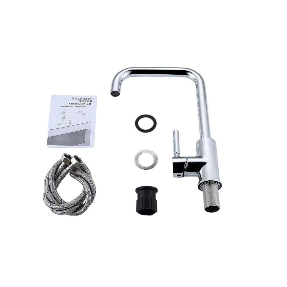 خلاط حوض مطبخ عالي ستانلس لون كروم كود 464