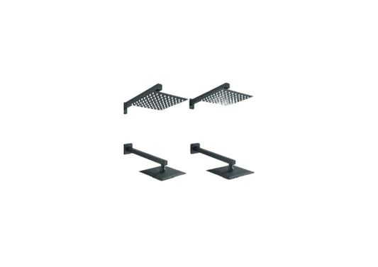 طاسة الدش السوداء 30*30 إستانلس إسود مربع سُمك 1 مللى تقيلة بعمود دفن حائطي ٣٠سم  كود 677