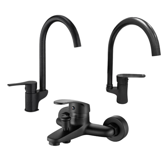 طقم خلاطات إيروس إسباني 3 قطع – أسود مطفي | تصميم مودرن كود 740