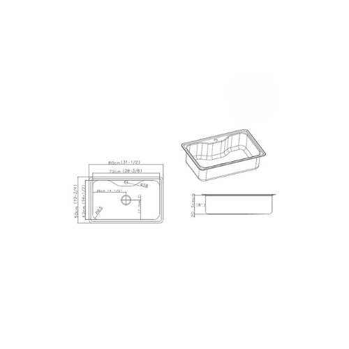 حوض مطبخ الأصيل 80 × 50 سم إستانلس تركى بفتحة للخلاط و الصرف ASIL Made in TURKEY كود المنتج 424