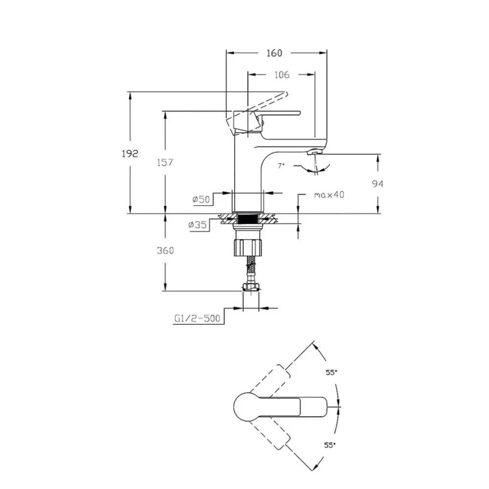 خلاط حوض وسط سكاي GSL 1070 ND CP ارتفاع 16 سم اللون كروم من جلوبال ستاندرد كود المنتج 482 - كيان - للأدوات الصحية والديكورات الحديثة